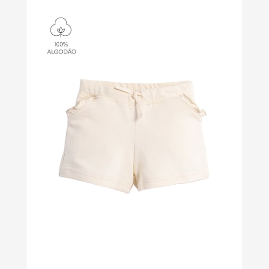 Short infantil relaxed com babados - bege | Carter's