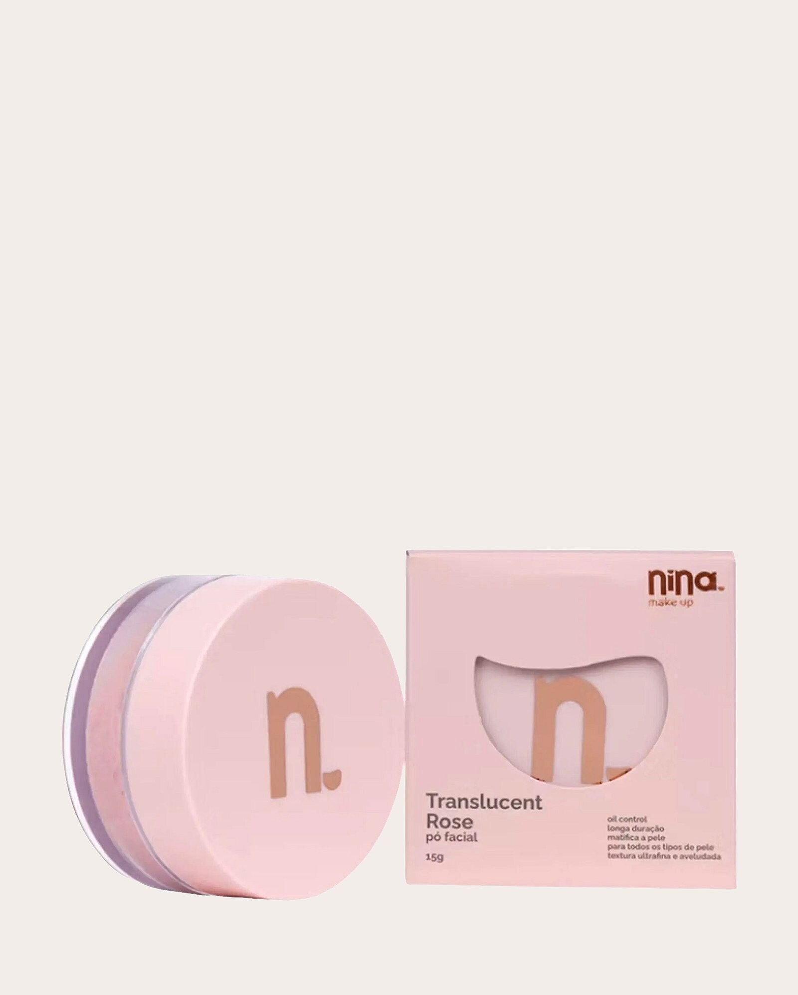 Pó solto facial cor translucent rosê 15g | Nina Makeup