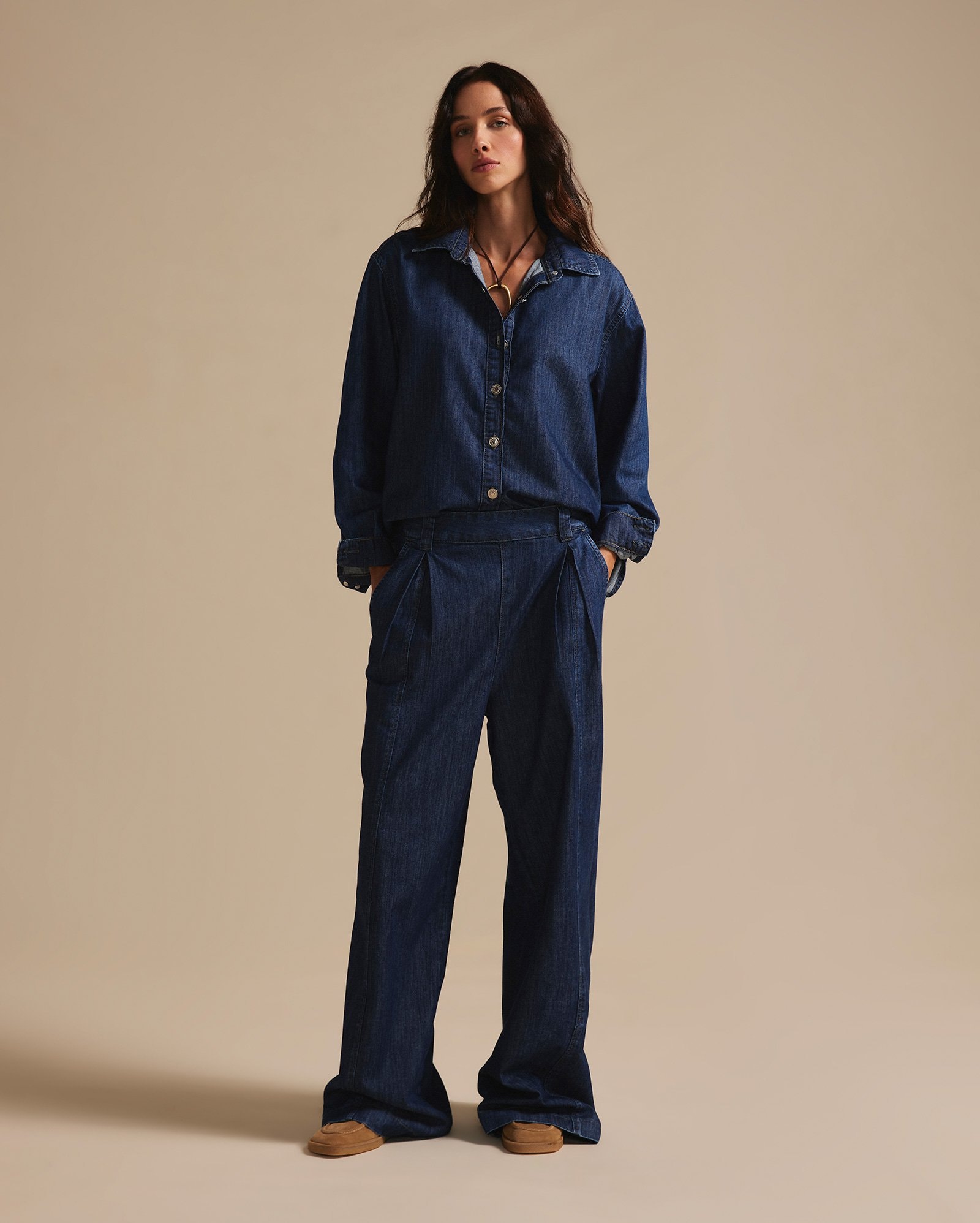Calça jeans feminina reta A. Niemeyer - denim escuro