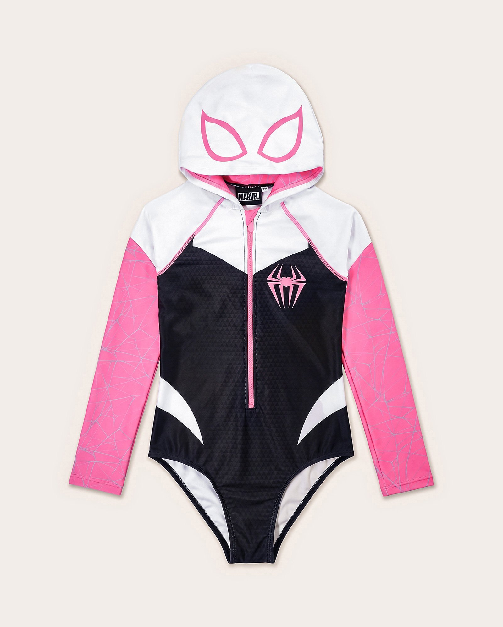 Maiô infantil Spider Gwen com capuz 5-10A - Multicor