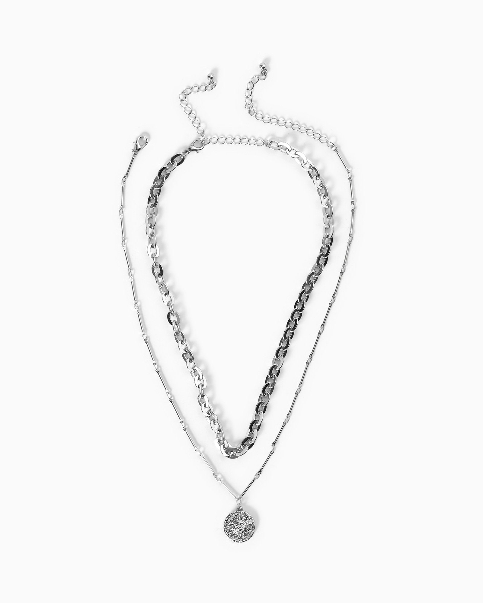 Kit colar feminino 2 peças com pingente - prata