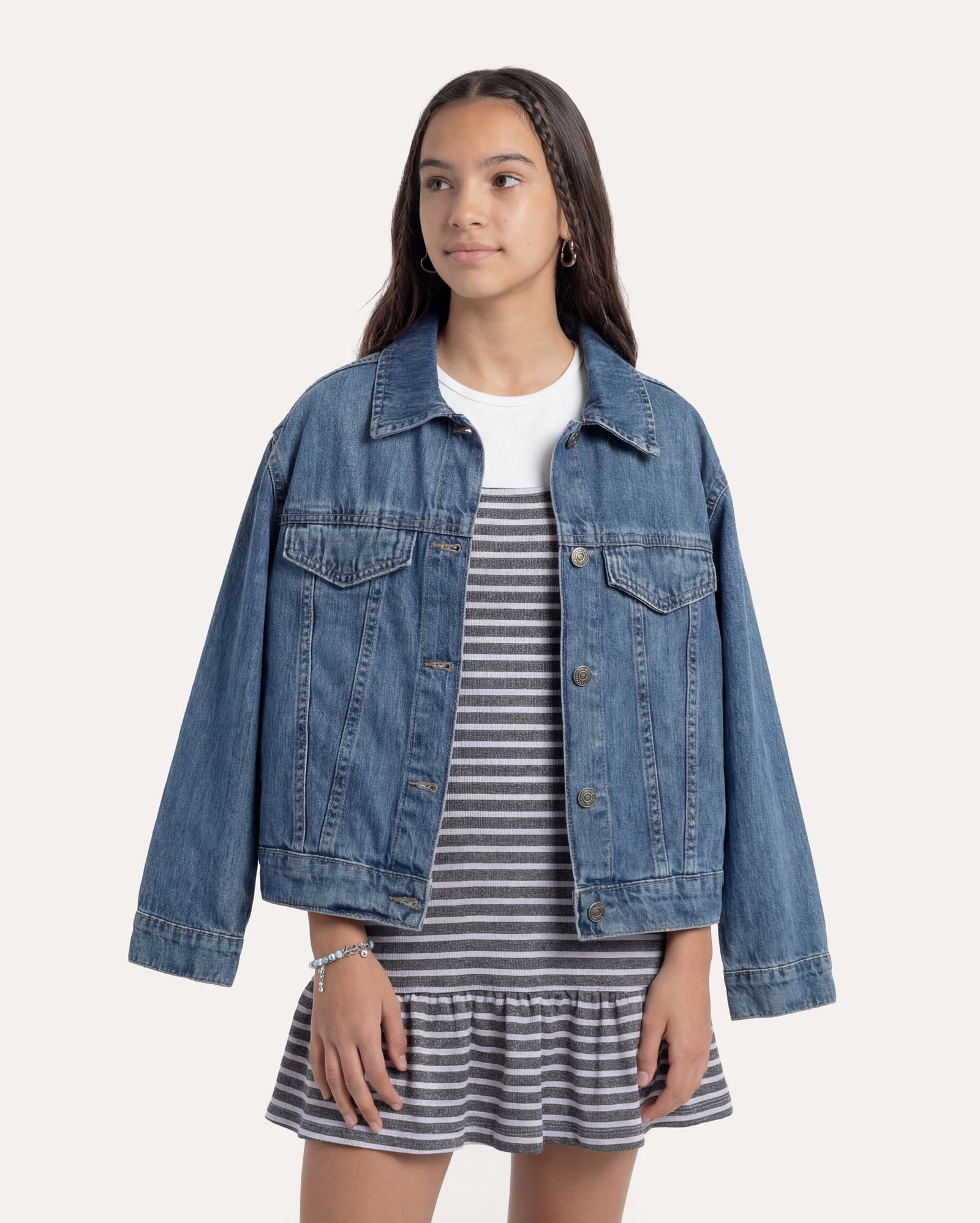Jaqueta jeans infantil trucker - denim médio