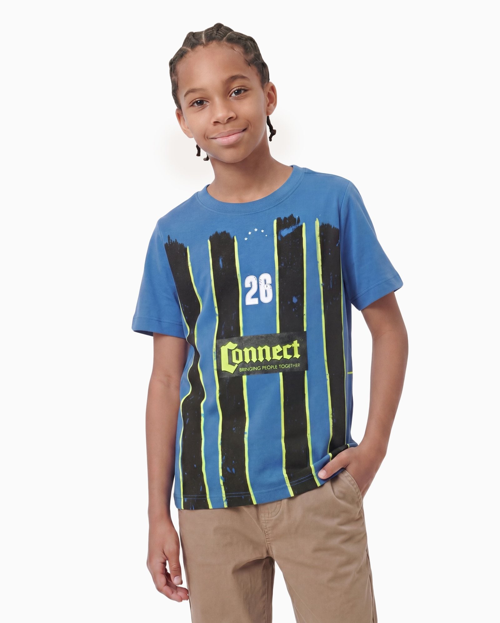 Camiseta infantil regular connect Piet + Pool 4-14A - azul