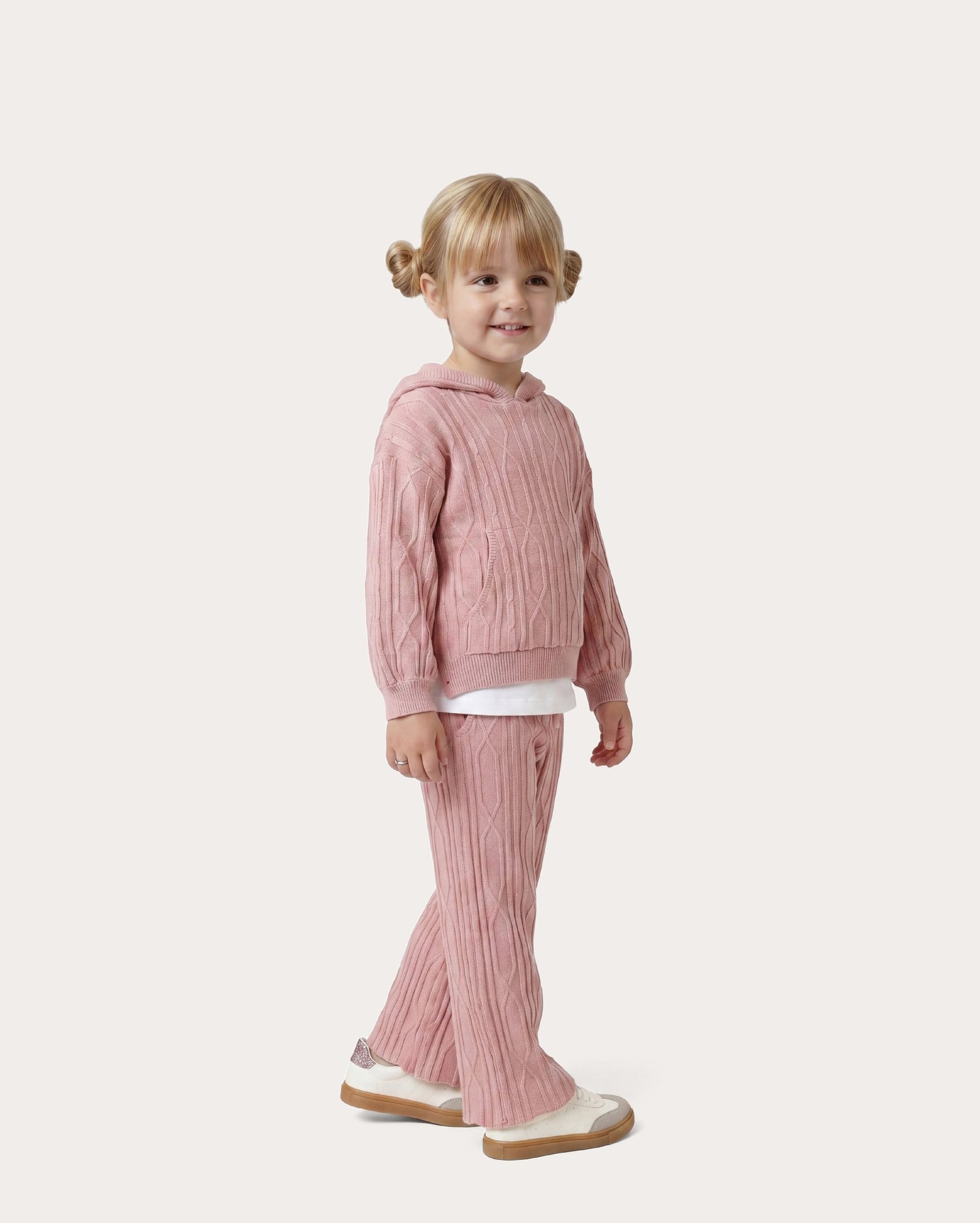 Calça de moletom infantil em tricot 1-6A - rosa