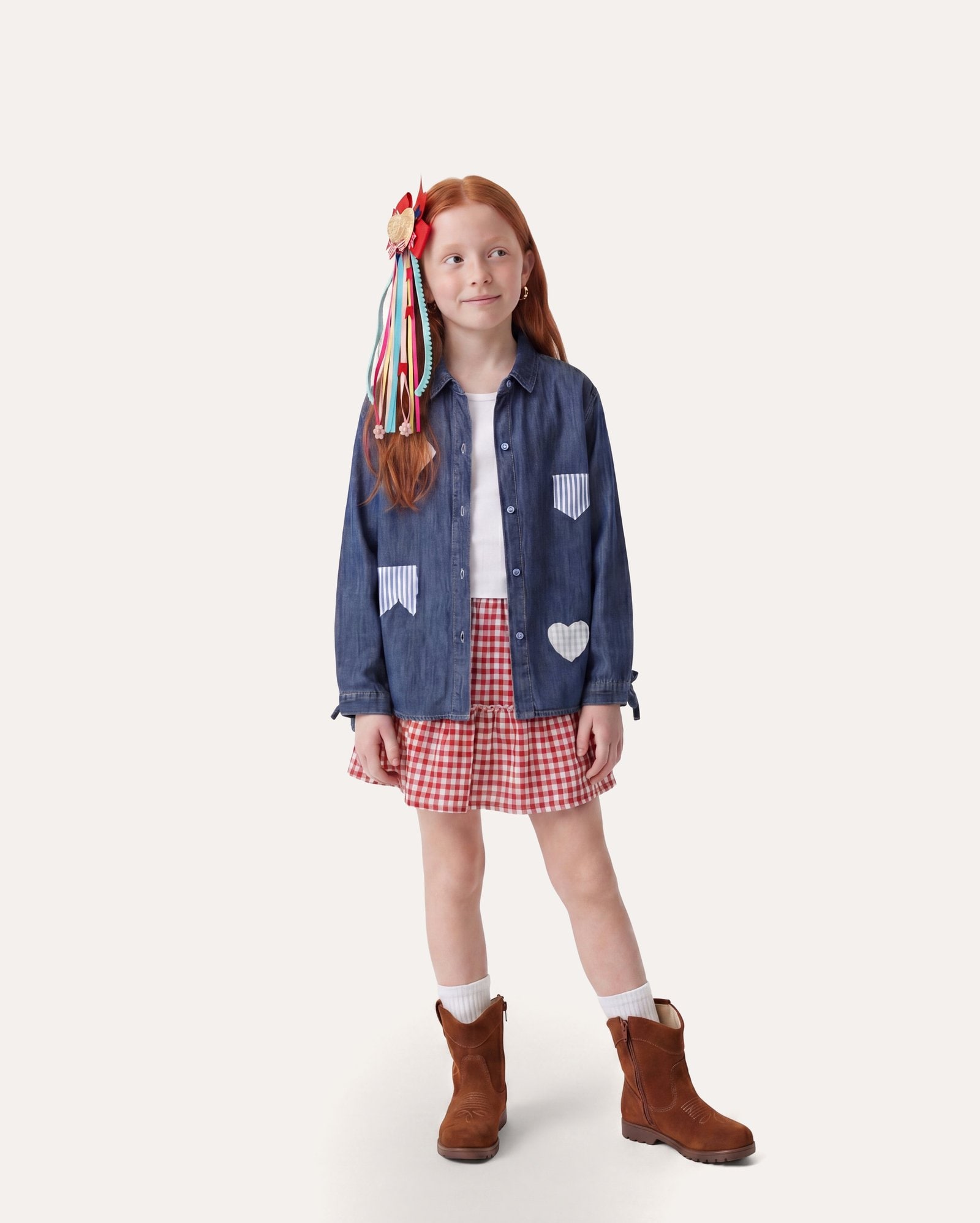Short-saia infantil curta evasê xadrez 6-14A - multicor