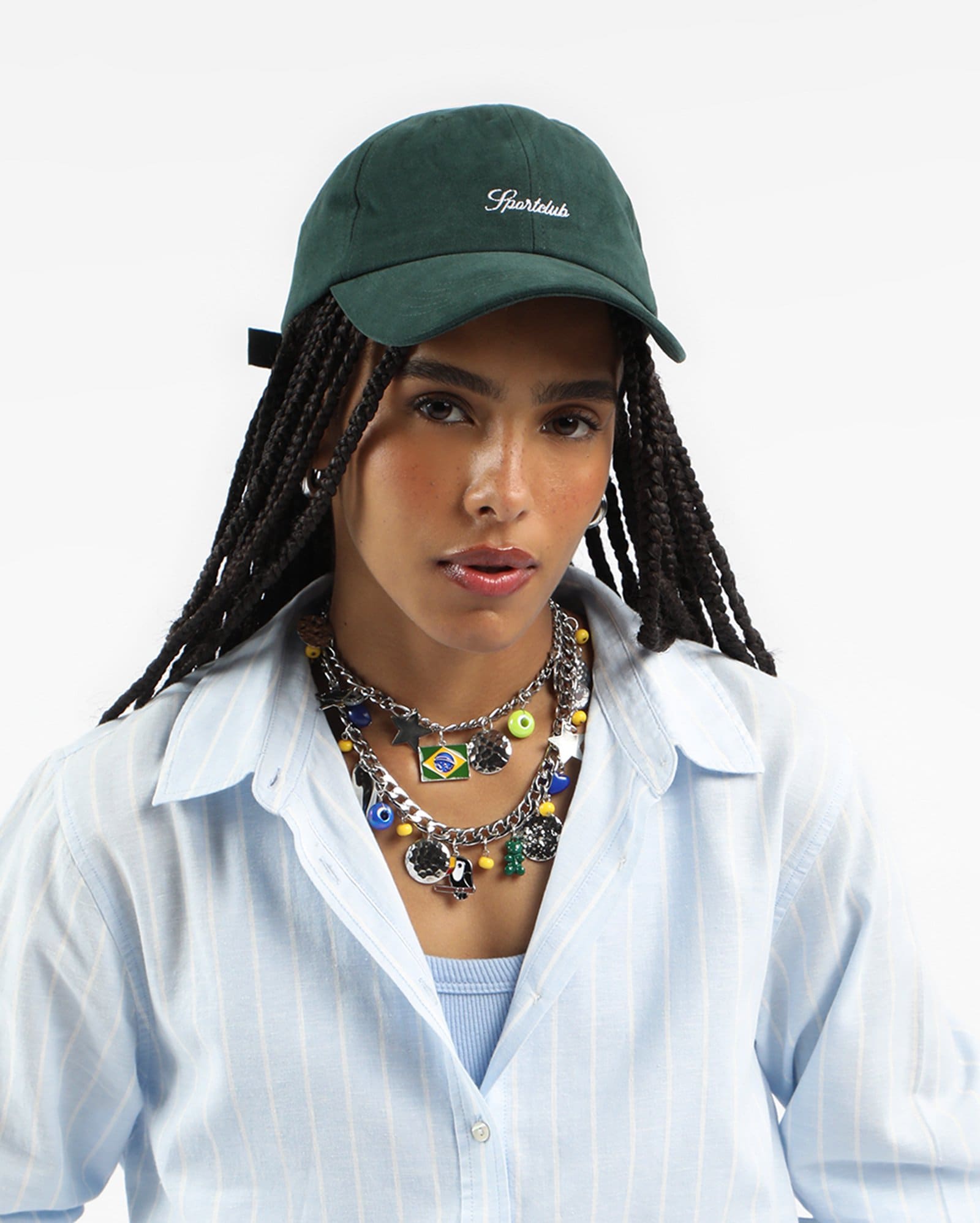 Boné aba curva lettering strapback - Verde Escuro