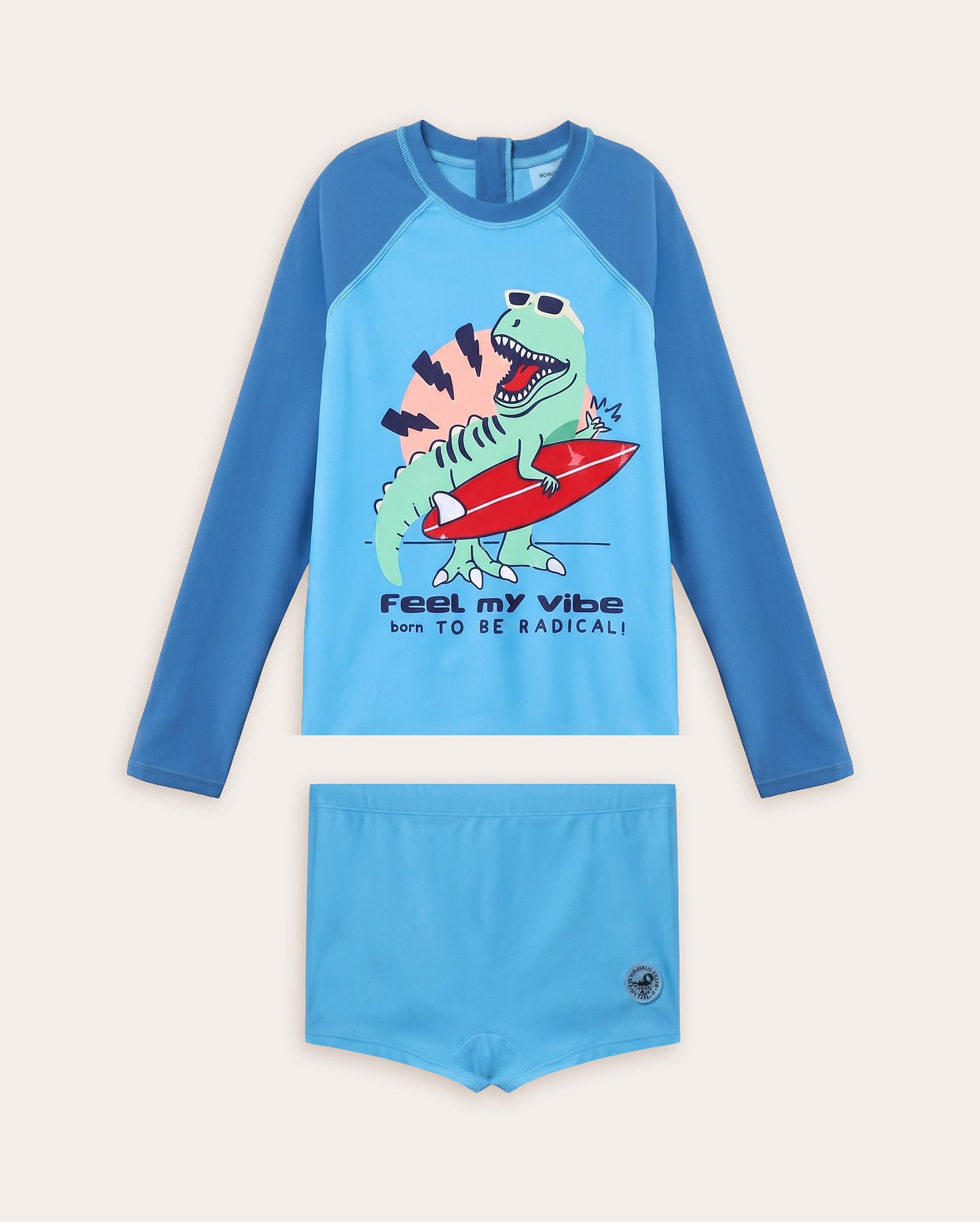 Conjunto de praia infantil estampado 4-10A - Azul