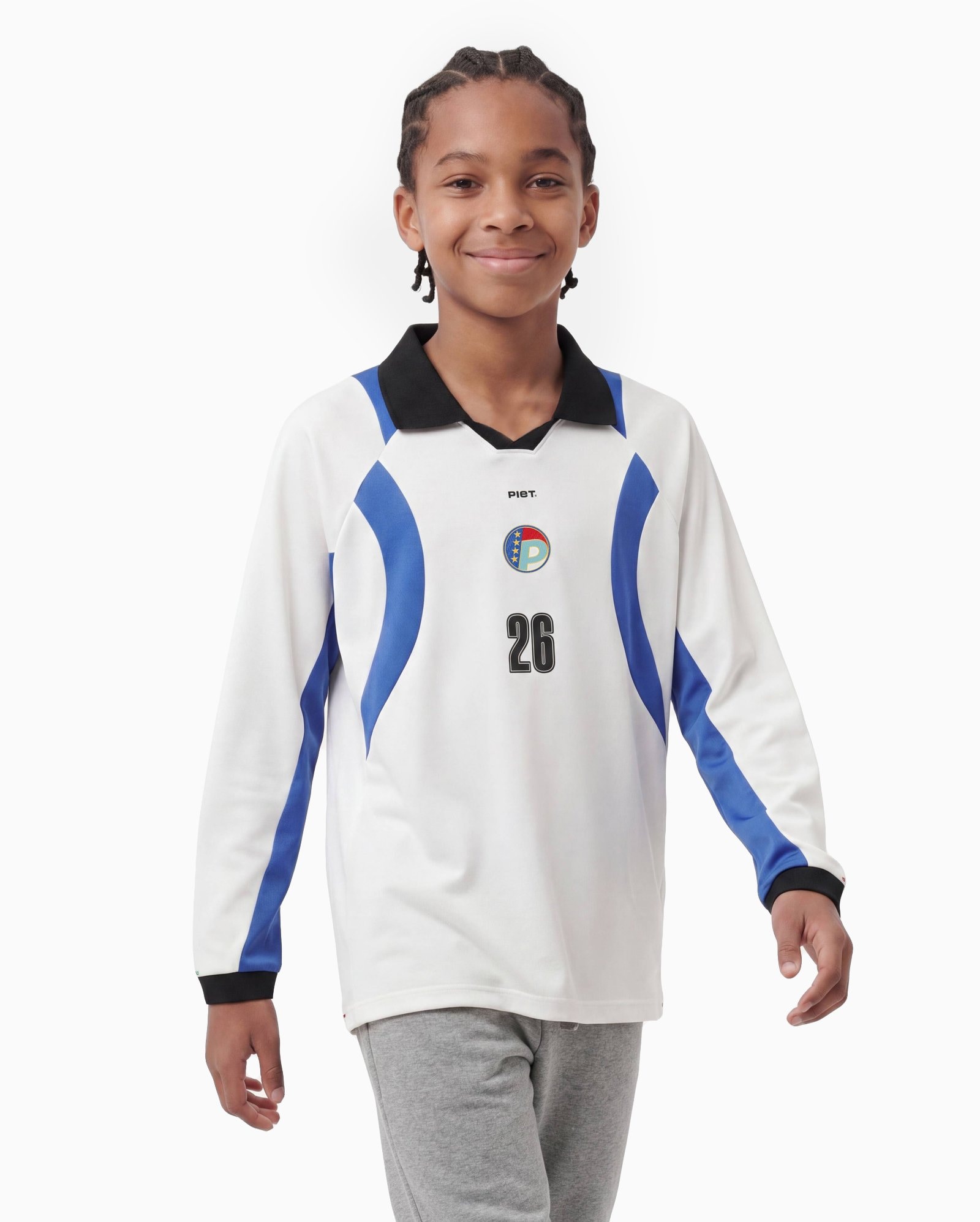 Polo infantil manga longa raglan Piet + Pool 4-14A - branca