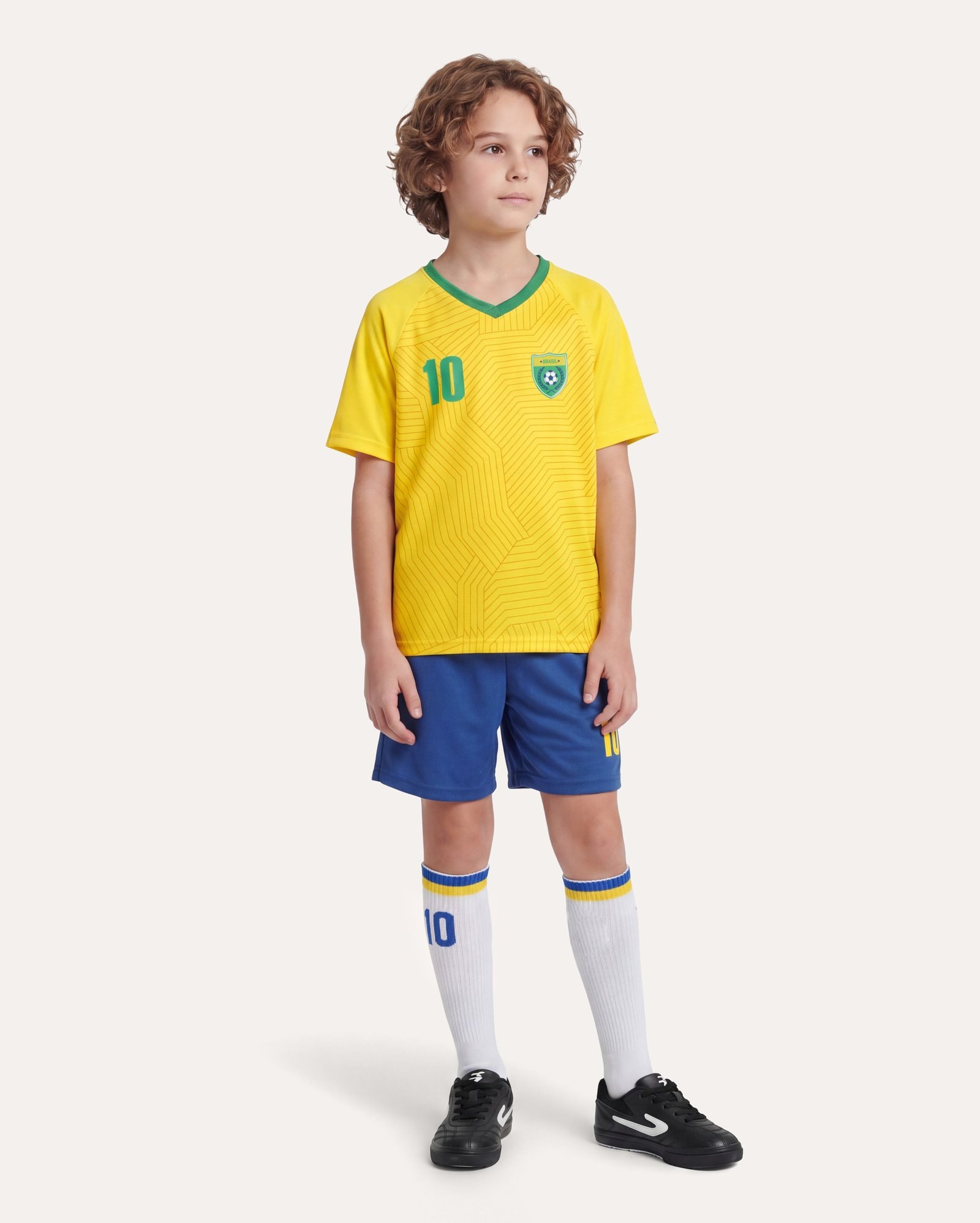 Conjunto curto infantil Brasil 4-14A - multicor