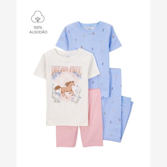 Pijama infantil 4 peças cavalinho e botas - multicor | Carter's
