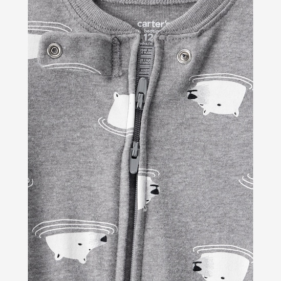 Macacão pijama bebê com pezinho urso - cinza | Carter's