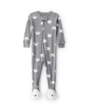 Macacão pijama bebê com pezinho urso - cinza | Carter's
