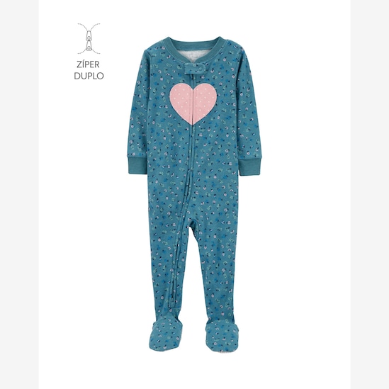 Macacão pijama infantil com pezinho coração - multicor | Carter's