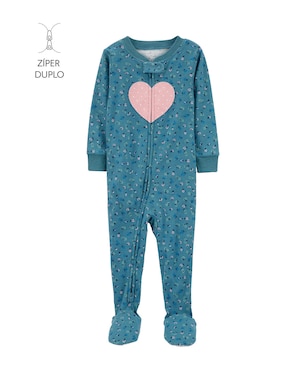 Macacão pijama infantil com pezinho coração - multicor | Carter's