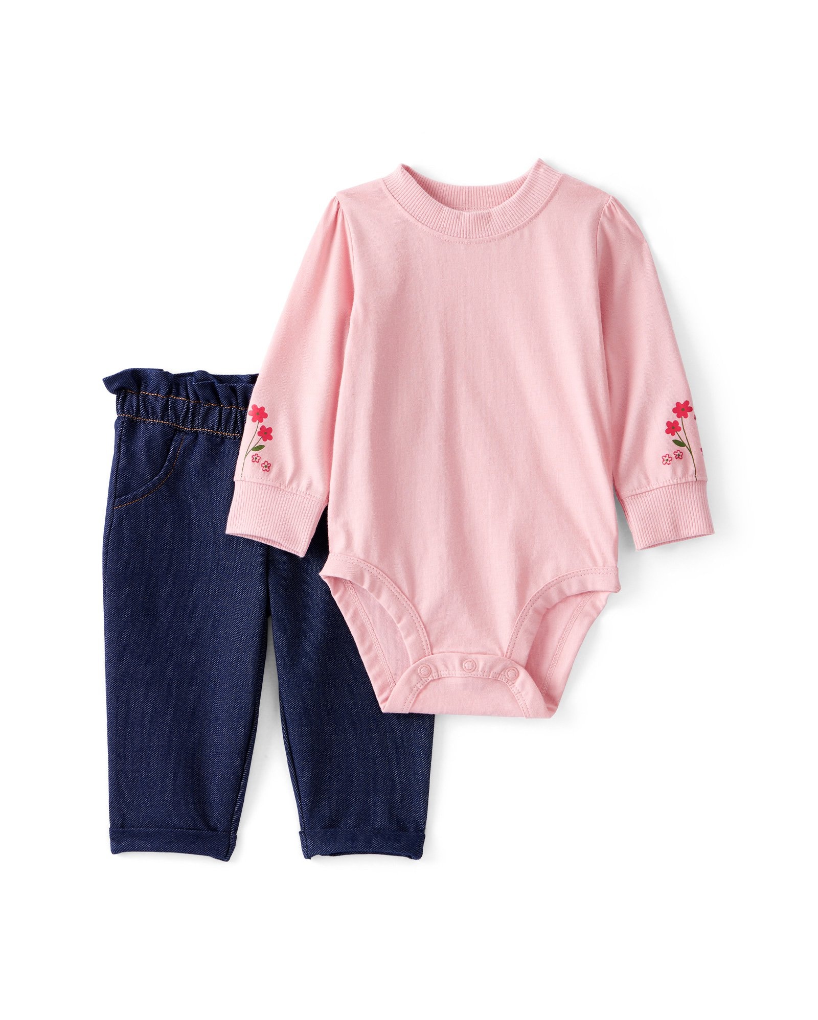 Conjunto longo bebê 2 peças jeans floral - multicor | Carter's