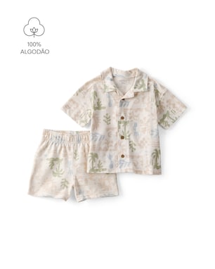 Conjunto curto bebê 2 peças ilha - bege | Carter's