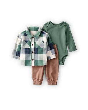 Conjunto longo bebê 3 peças xadrez - multicor | Carter's