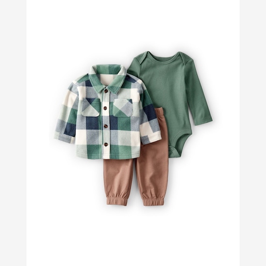 Conjunto longo bebê 3 peças xadrez - multicor | Carter's