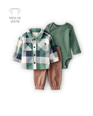 Conjunto longo bebê 3 peças xadrez - multicor | Carter's