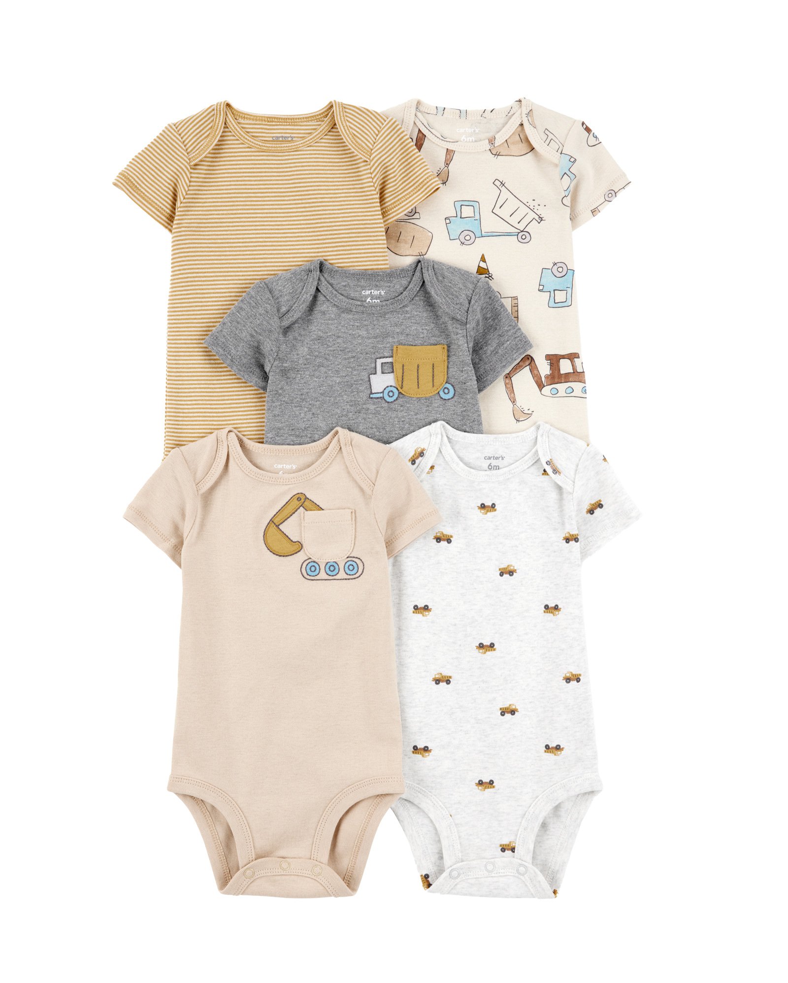 Kit body bebê 5 peças tratores e caminhão - multicor | Carter's