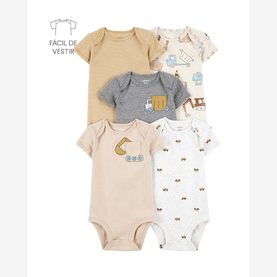 Kit body bebê 5 peças tratores e caminhão - multicor | Carter's