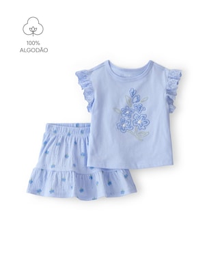 Conjunto curto bebê 2 peças floral - azul | Carter's