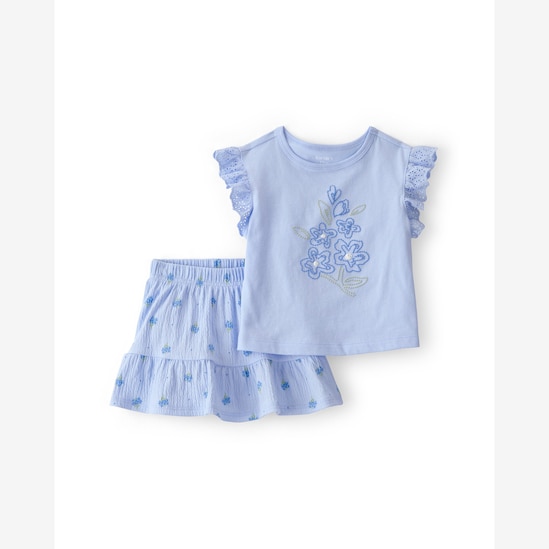 Conjunto curto bebê 2 peças floral - azul | Carter's