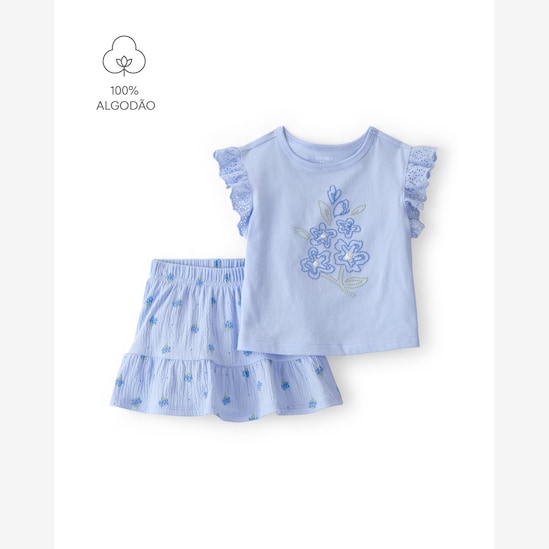 Conjunto curto bebê 2 peças floral - azul | Carter's