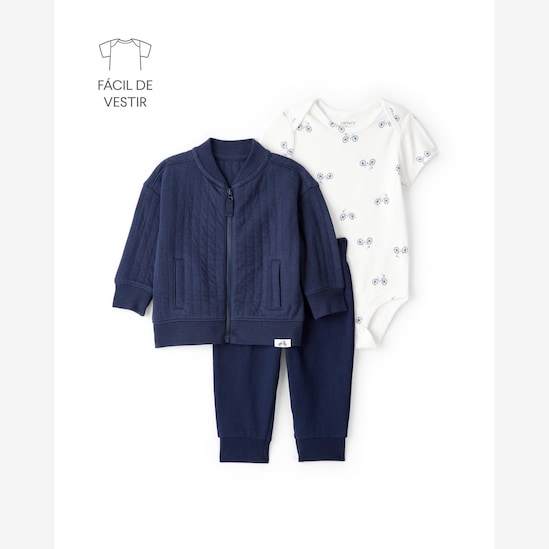 Conjunto longo bebê 3 peças matelassê bike - multicor | Carter's