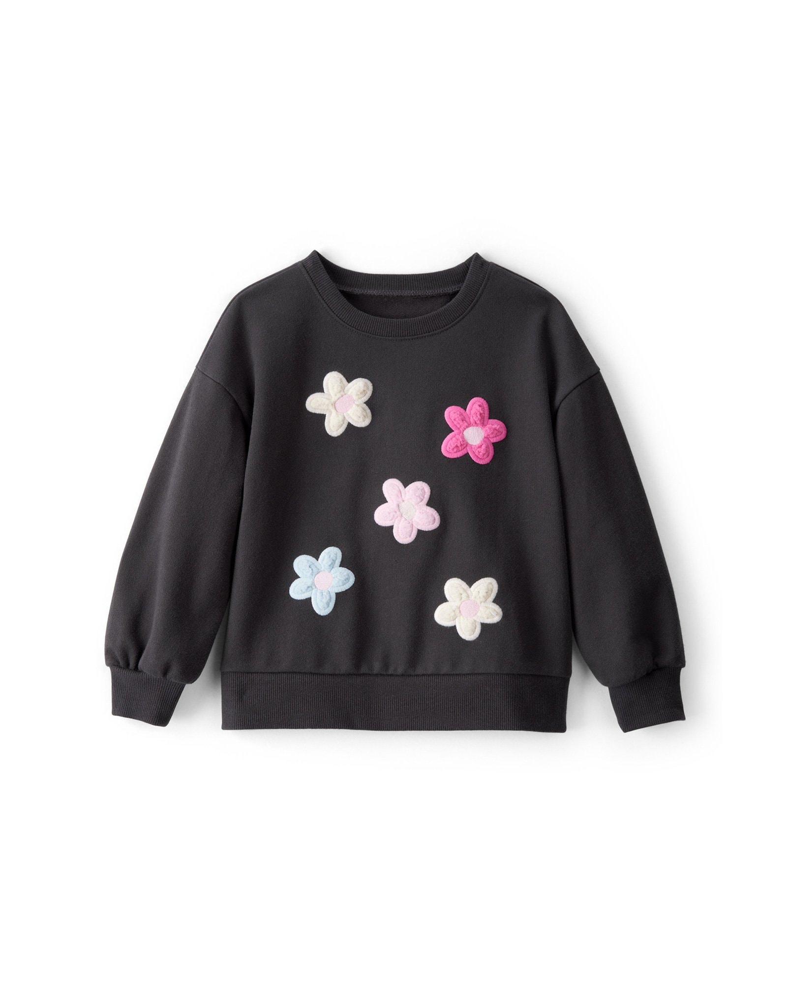 Blusa de moletom infantil floral interativo - preta | Carter's