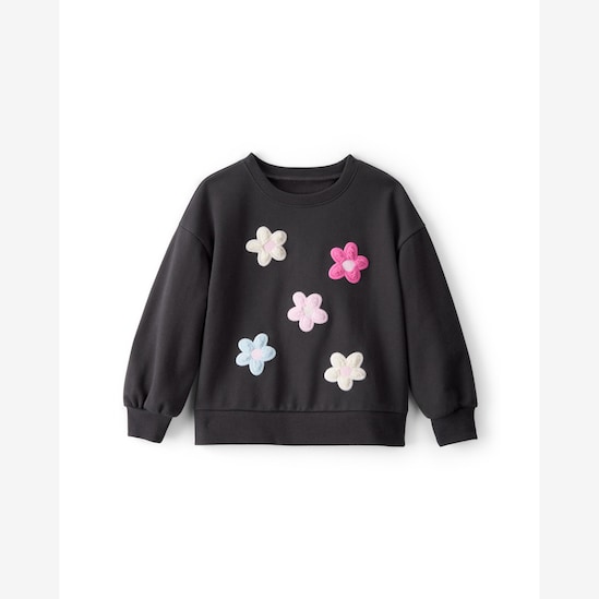 Blusa de moletom infantil floral interativo - preta | Carter's