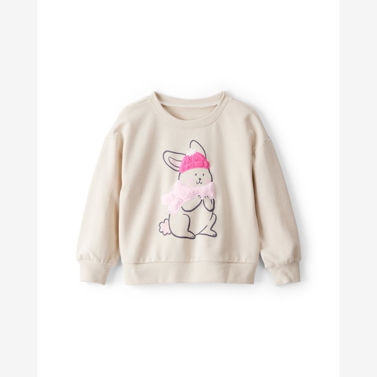 Blusa de moletom infantil coelho interativo - bege | Carter's