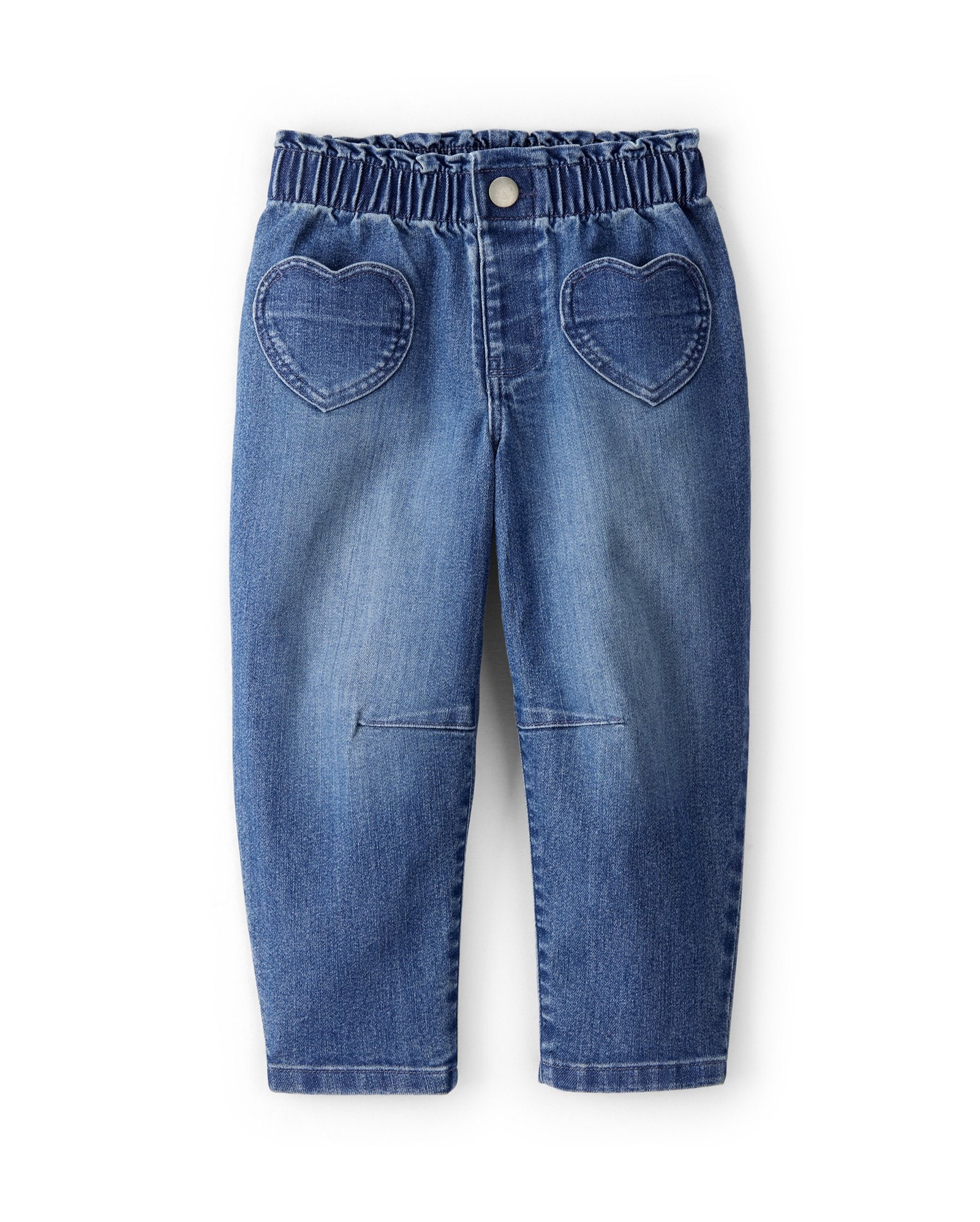 Calça jeans infantil baggy corações - denim escuro | Carter's