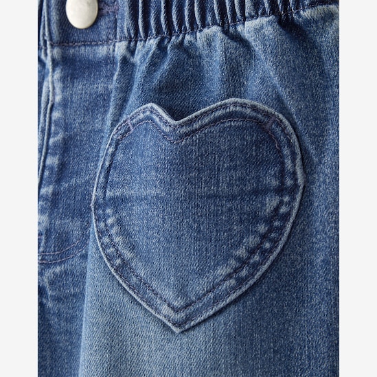 Calça jeans infantil baggy corações - denim escuro | Carter's