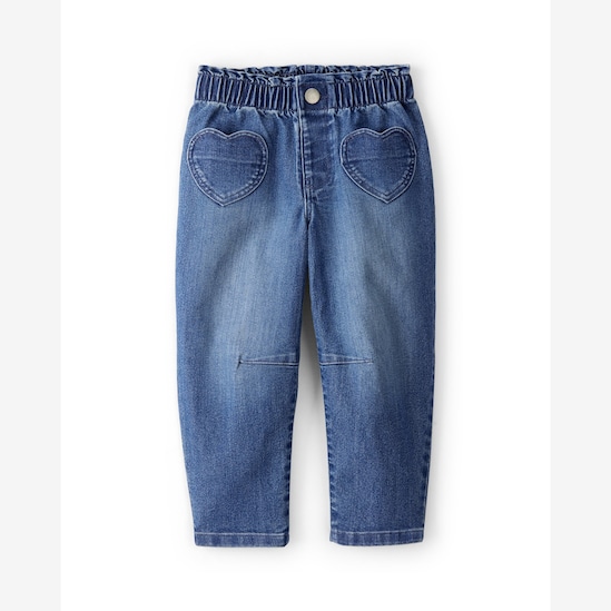 Calça jeans infantil baggy corações - denim escuro | Carter's