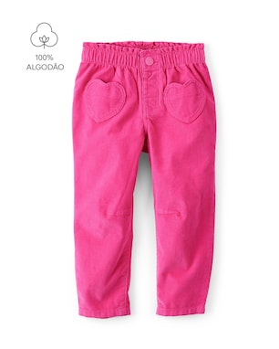 Calça sarja infantil baggy corações - rosa | Carter's