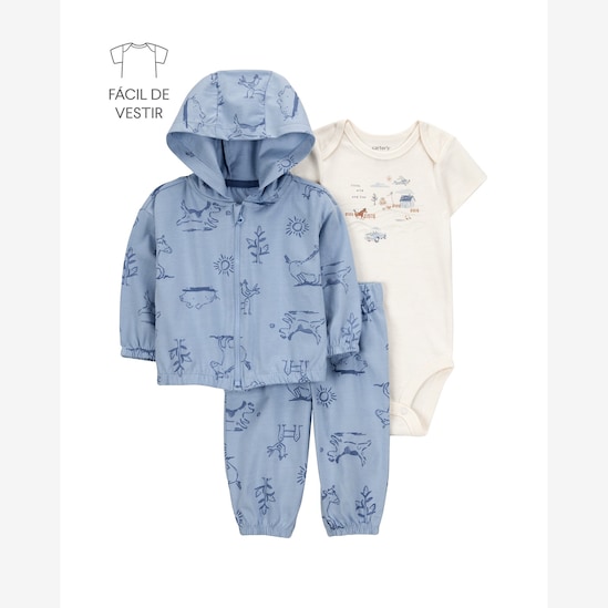 Conjunto longo bebê 3 peças bichinhos - multicor | Carter's