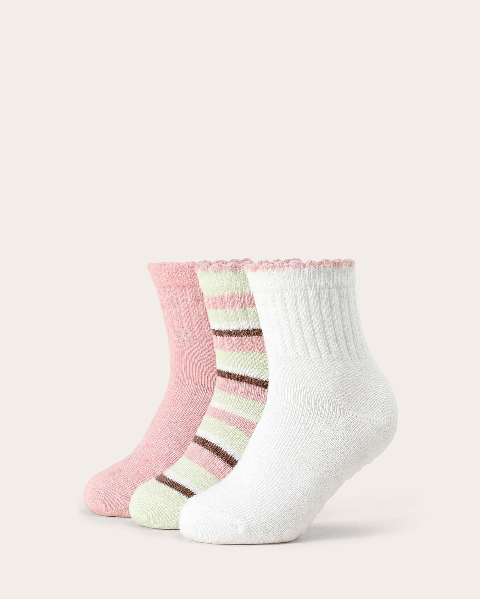 Kit meia bebê 3 pares estampada com silicone - multicor