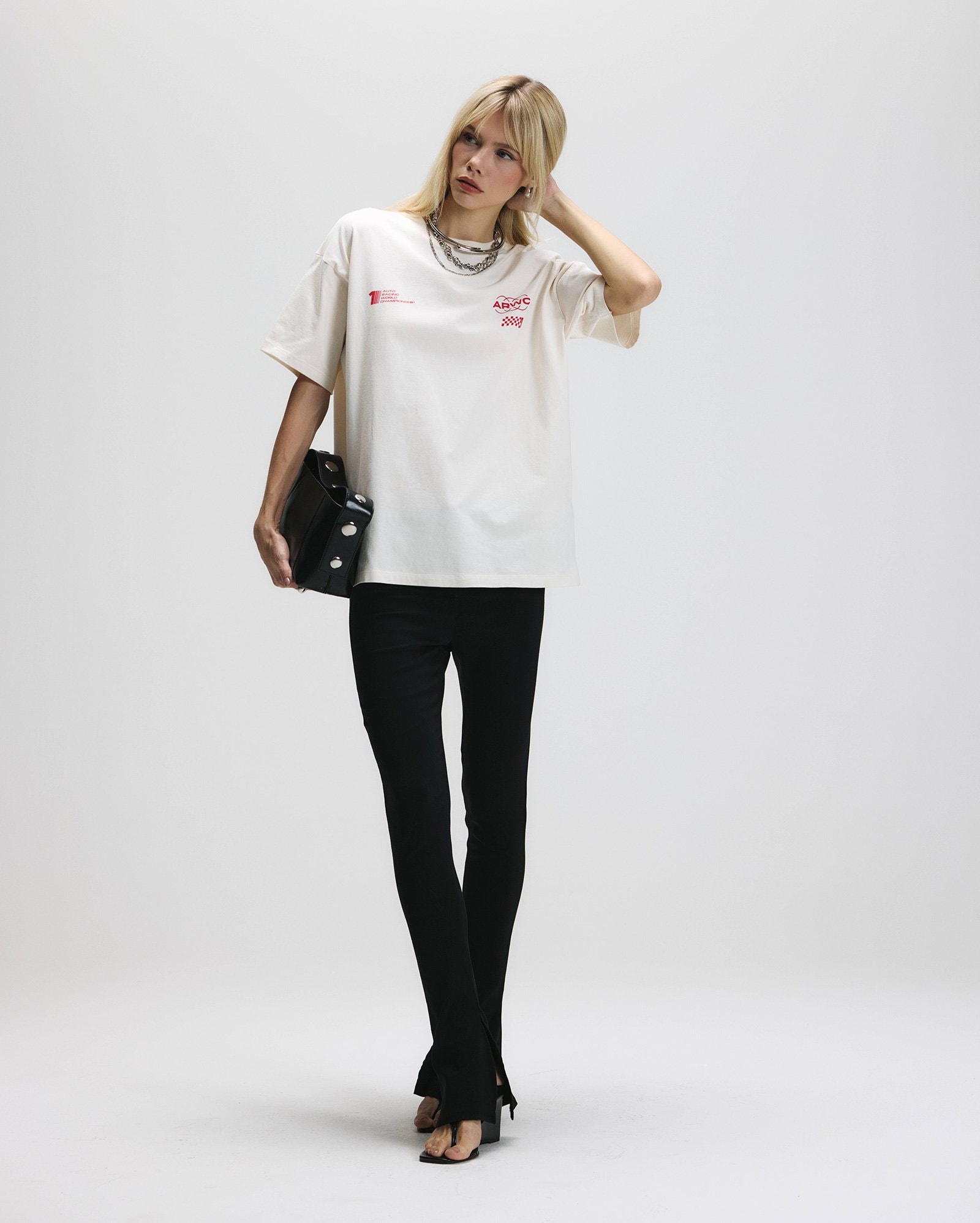Camiseta feminina oversized corrida - bege