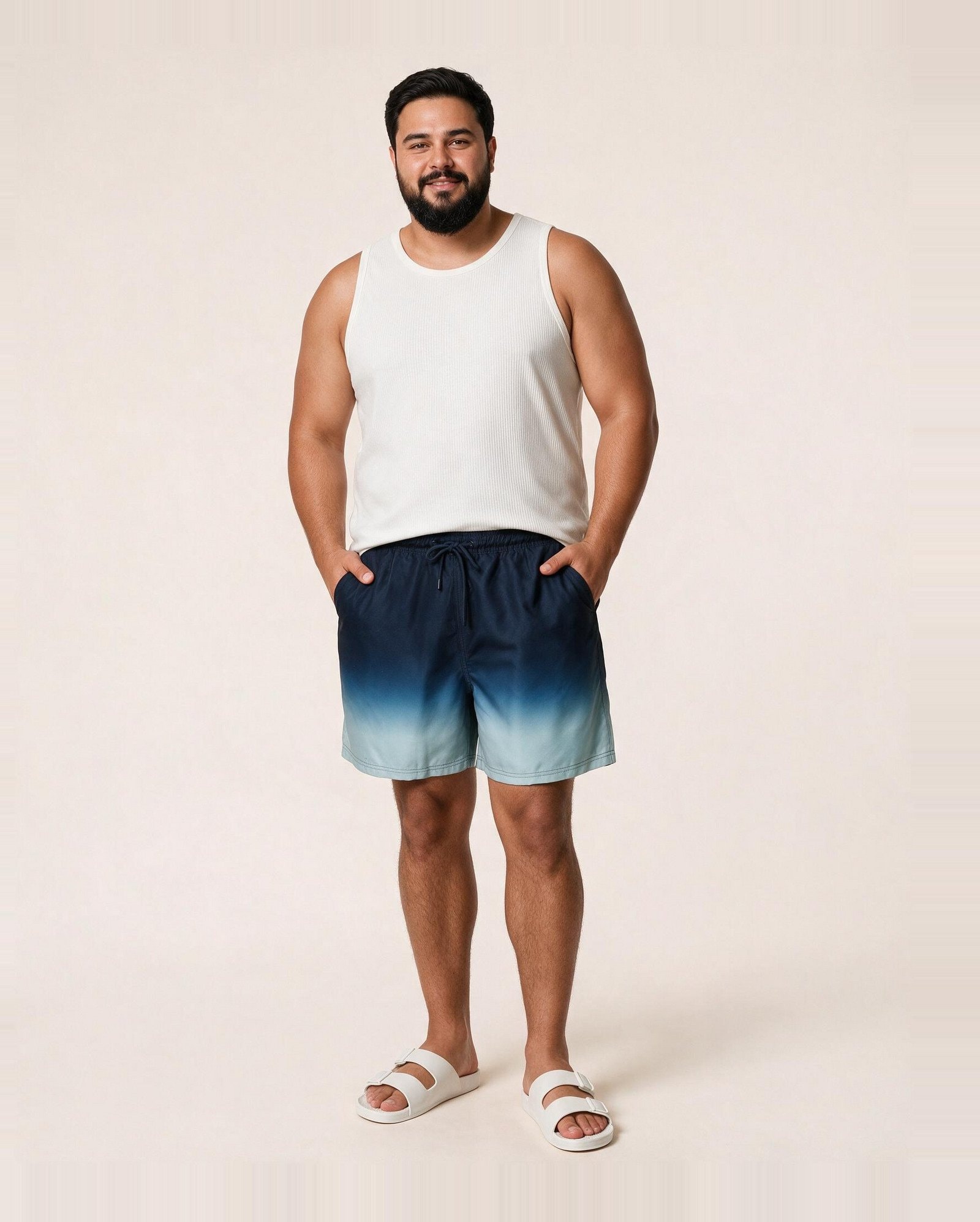 Short água plus size masculino reto estampado - Multicor