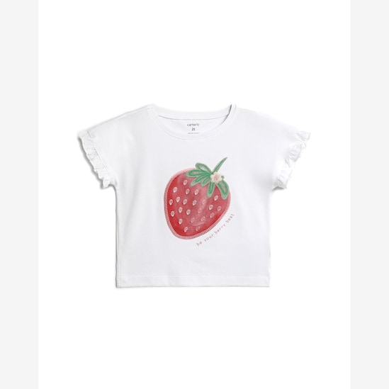 Camiseta infantil relaxed com babados - branca | Carter's