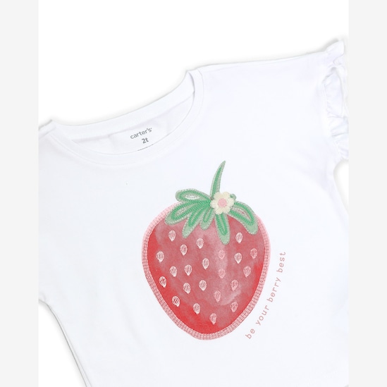 Camiseta infantil relaxed com babados - branca | Carter's