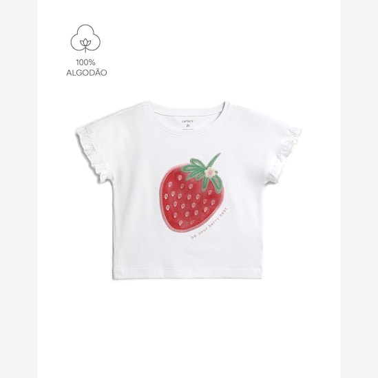 Camiseta infantil relaxed com babados - branca | Carter's