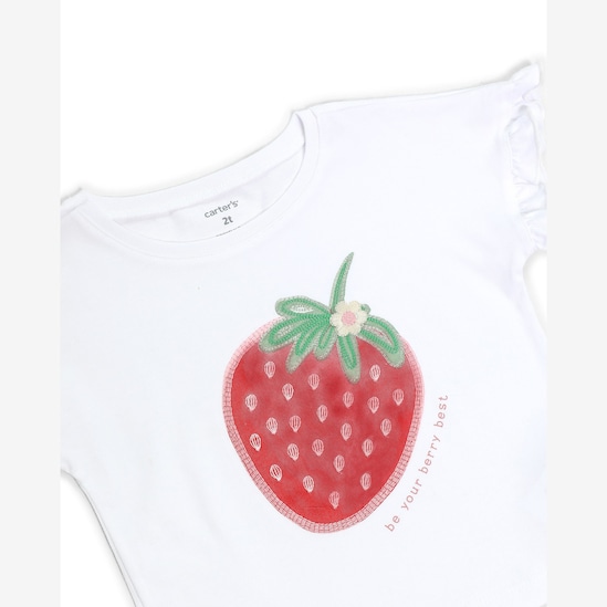 Camiseta infantil relaxed com babados - branca | Carter's
