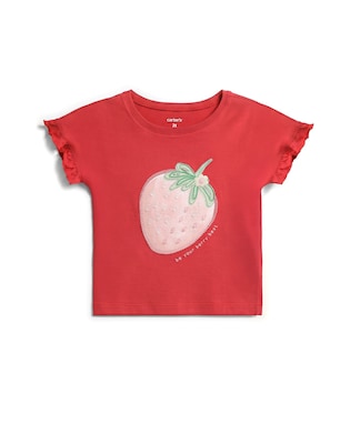 Camiseta infantil relaxed com babados - vermelha | Carter's
