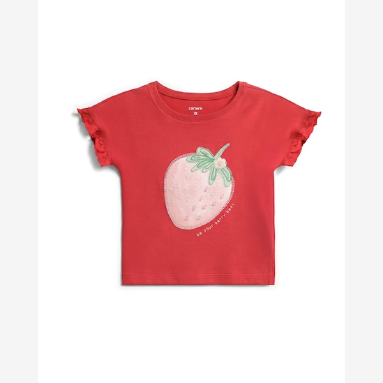 Camiseta infantil relaxed com babados - vermelha | Carter's