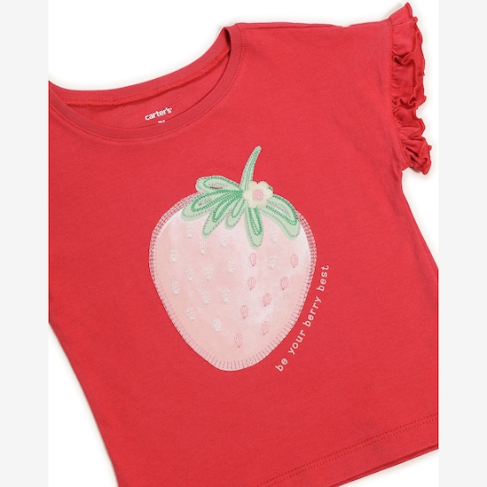 Camiseta infantil relaxed com babados - vermelha | Carter's