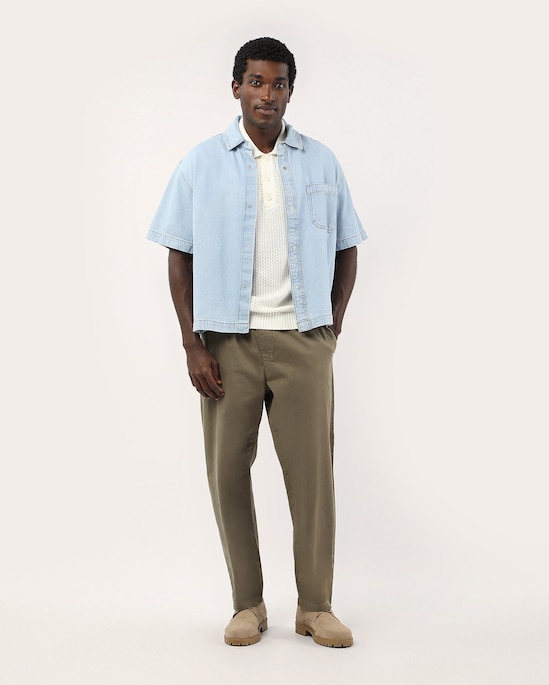 Camisa jeans masculina boxy com bolso - Jeans Escuro | Pool Jeans