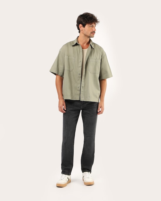 Camisa sarja masculina boxy - Verde | Pool Jeans