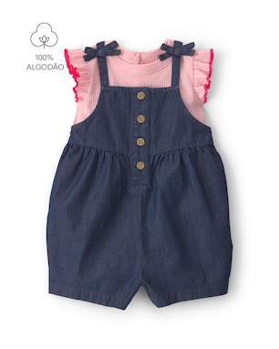 Jardineira jeans bebê com blusa - multicor | Carter's